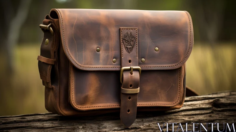 Brown Leather Bag with Flap and Buckle - Vintage Style AI Image