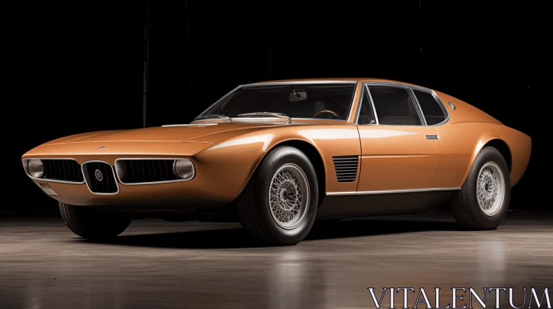 Classic Orange Sports Car in Geometric Modernism Style AI Image