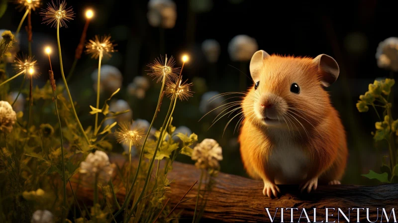 Enchanting Mouse in Magical Dandelion Field AI Image