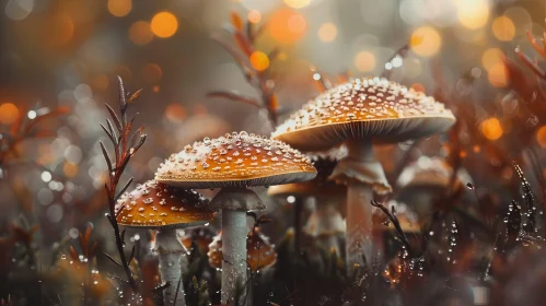 Enchanting Mushrooms in Forest Close-Up