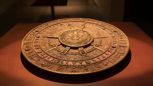 Mayan Copper Plate: Ancient Hieroglyphs and Symbols