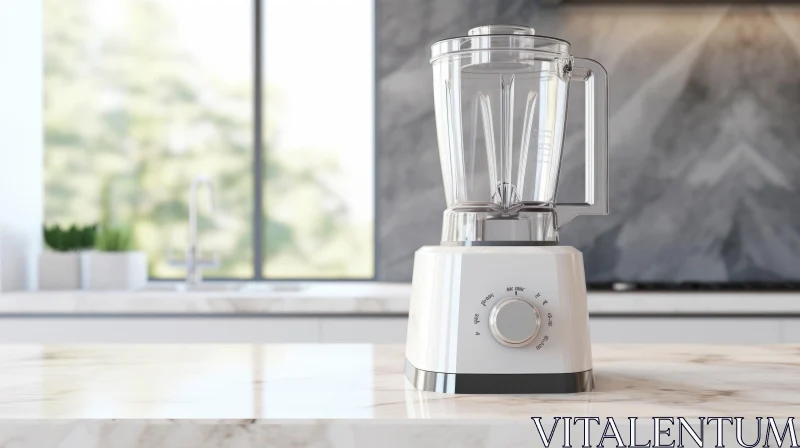 Modern Kitchen Blender with Marble Countertop AI Image