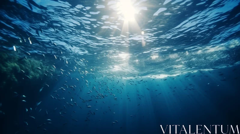 Serene Underwater Scene with School of Fish AI Image
