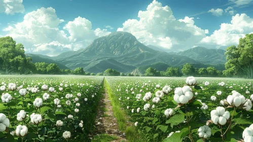 Tranquil Cotton Field Landscape