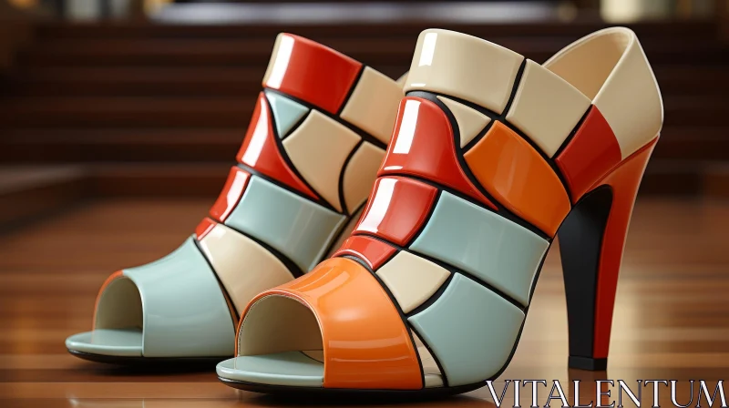 AI ART Unique Geometric Design Women's High-Heeled Shoes