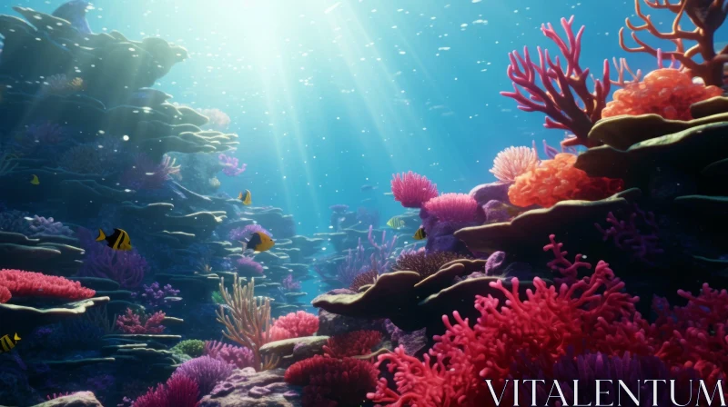 Enchanting Coral Reef Underwater Scene with Colorful Fish AI Image