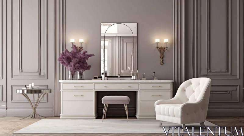 Luxurious Classic Room with Dressing Table and Mirror AI Image