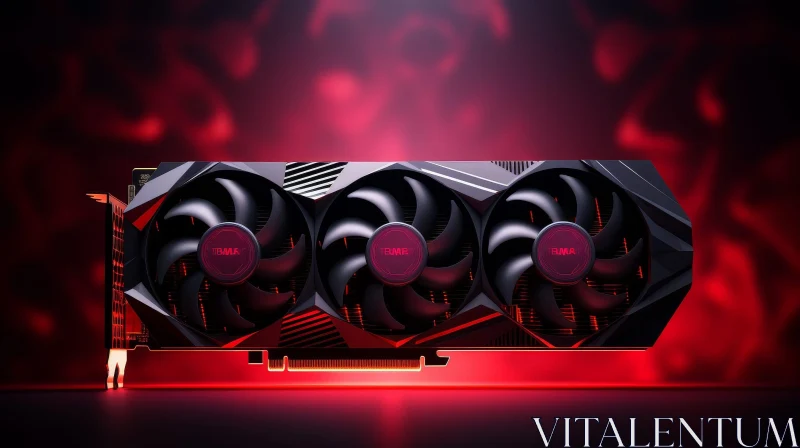 Modern Graphics Card with Black Fans and Red Backlight AI Image