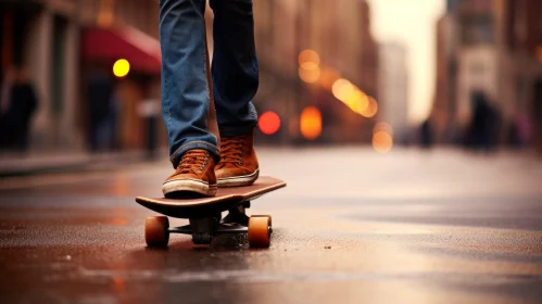 Urban Lifestyle: Skateboarding in the City at Night