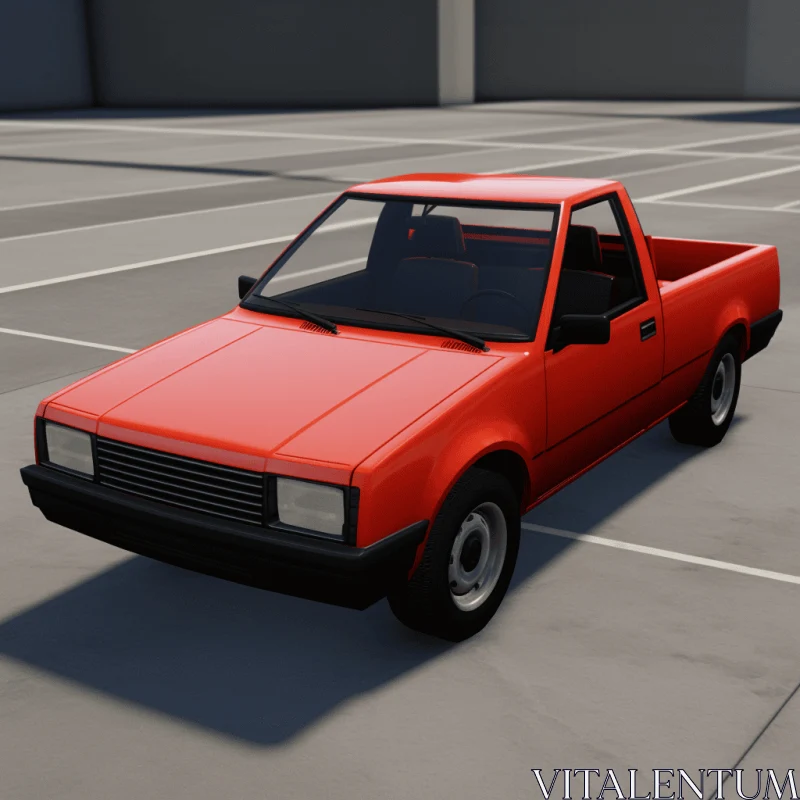 Free Download: 4x4 Vehicle - Red Pickup Truck on Asphalt AI Image
