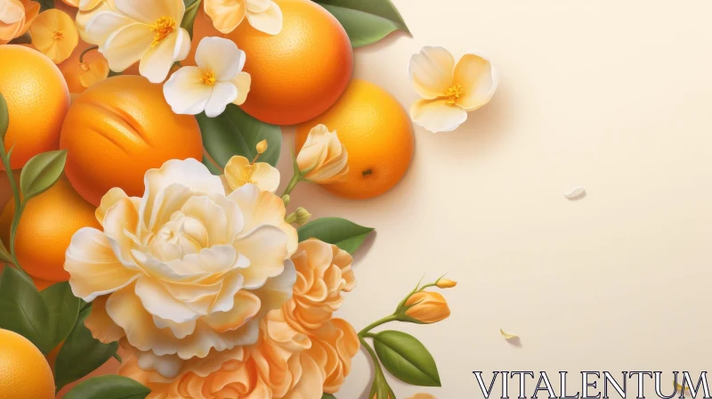 AI ART Realistic Orange and White Floral Bouquet Drawing