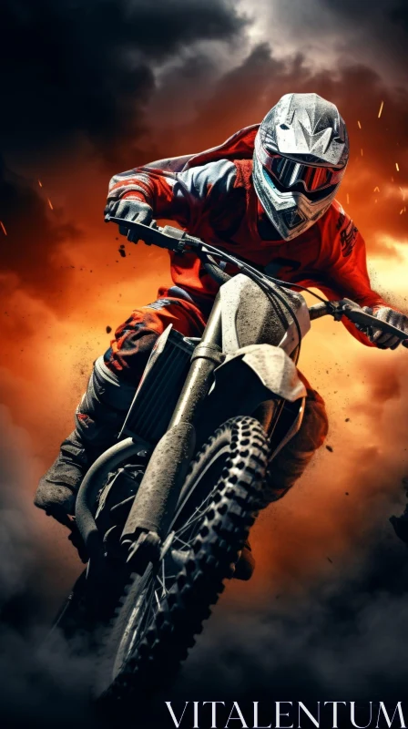 Thrilling Motocross Rider Jumping Over Berm AI Image