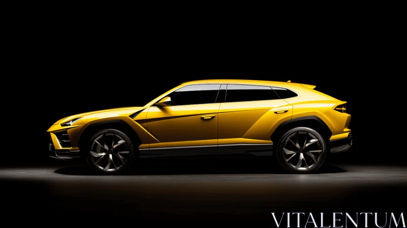 Captivating Yellow Lamb SUV Artwork on Black Background AI Image