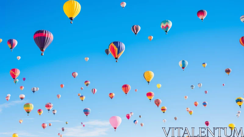 AI ART Colorful Hot Air Balloons Soaring in Clear Blue Sky