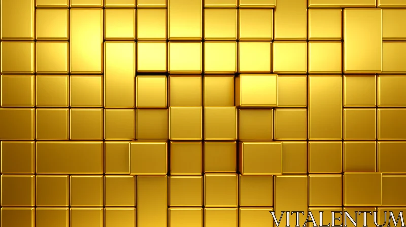 AI ART Golden Cubes Wall - 3D Rendering