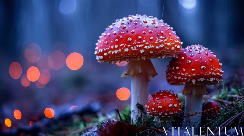 Red Mushrooms in Forest: A Natural Beauty AI Image