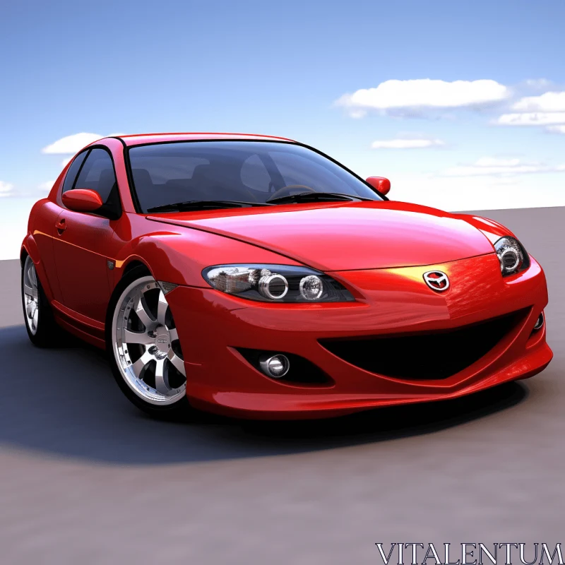 Vibrant Red Mazda Sports Car in Blue Skies | 3D Model AI Image