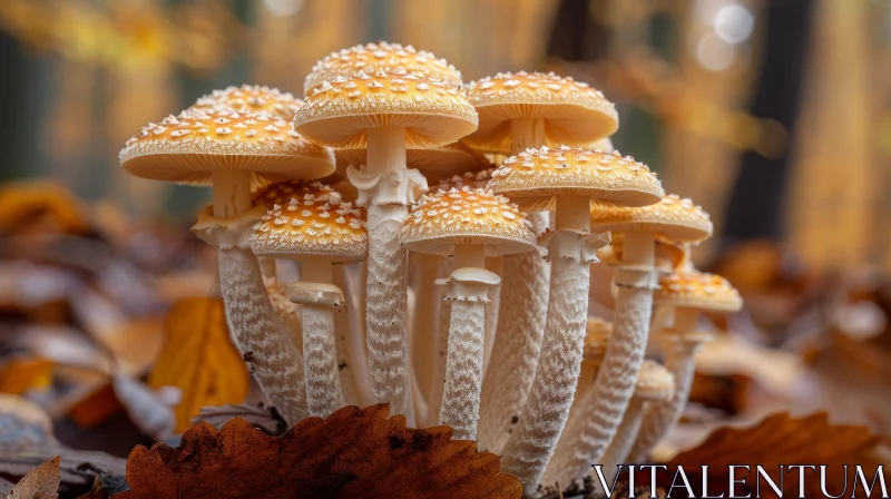 Yellow Cap Mushrooms in Forest AI Image