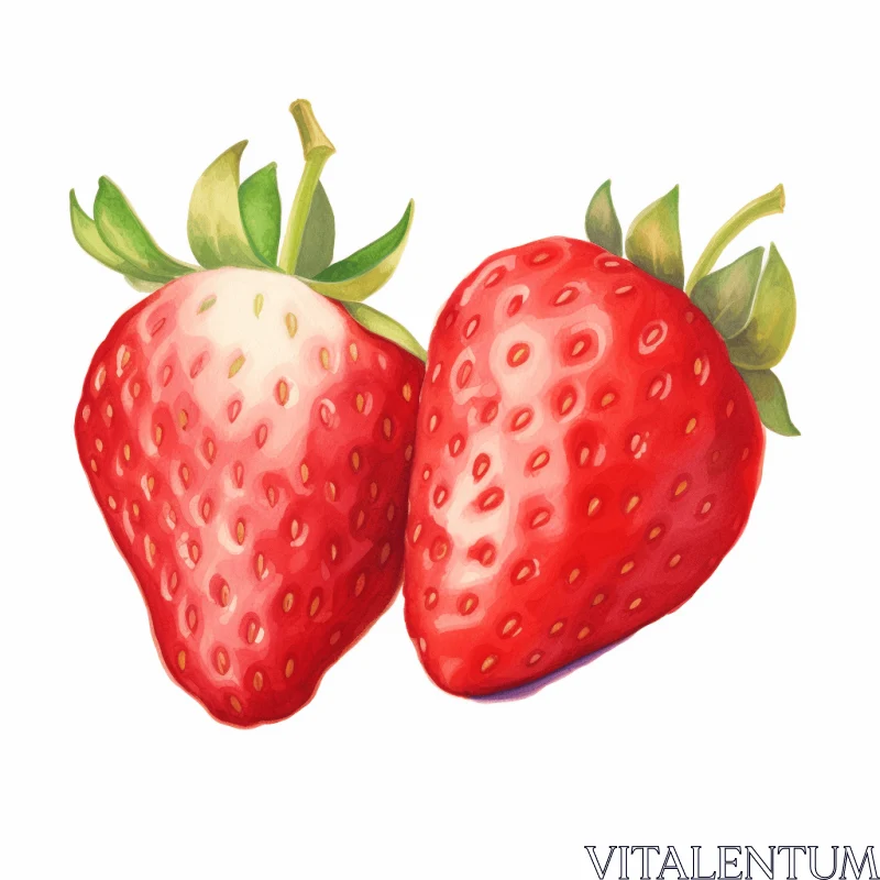 Delicate Watercolor Strawberries on White Background | Hyper-Realistic Animal Illustrations AI Image