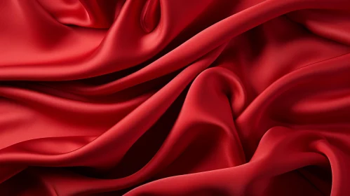 Elegant Red Silk Fabric with Wavy Surface