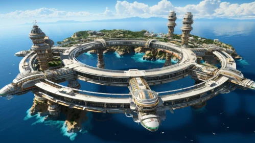 Futuristic Ring-Shaped Island Cityscape