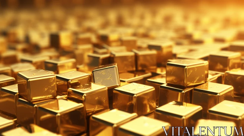 AI ART Luxurious Gold Cubes 3D Rendering