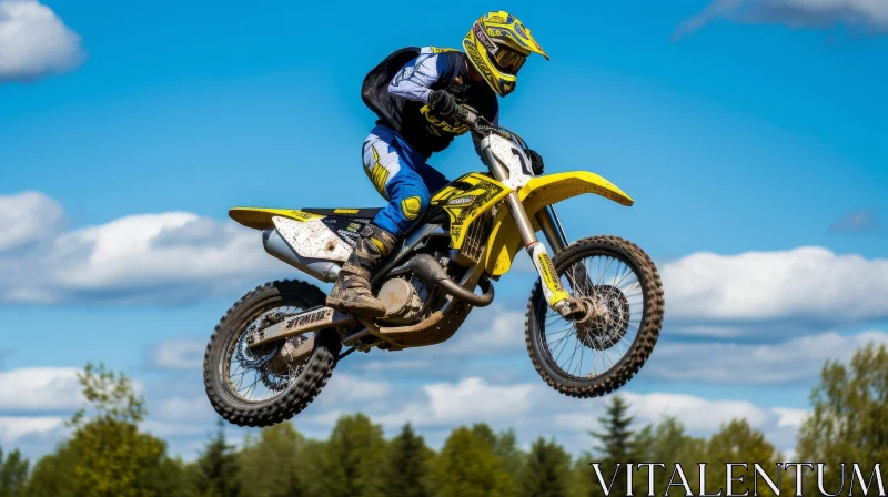 Thrilling Motocross Rider in Mid-Air AI Image