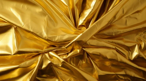 Crumpled Gold Fabric Texture Close-Up