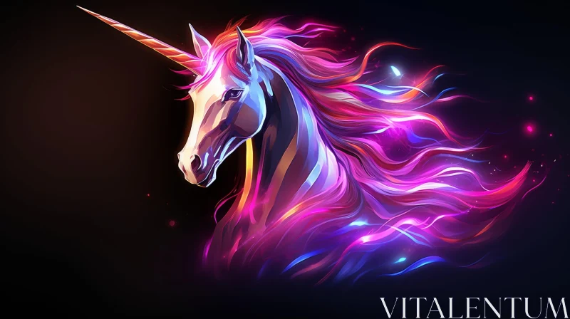 Enchanting Unicorn Digital Painting in Profile AI Image