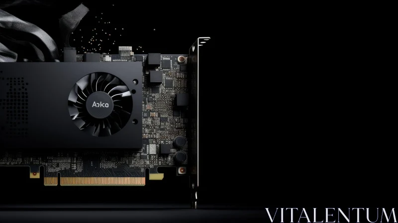 AI ART Sleek Black Graphics Card with Silver Fan | Product Shot