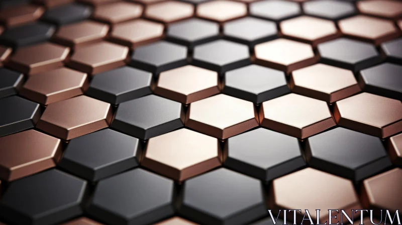 Black and Copper Metal Hexagons Background | 3D Rendering Illustration AI Image