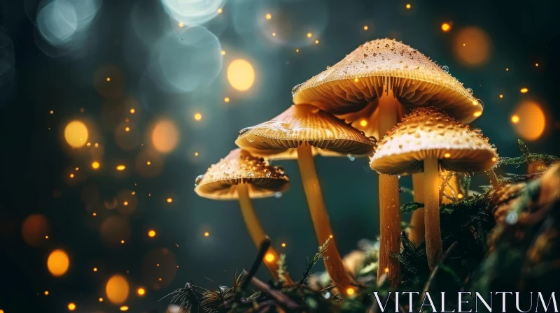 Enchanting Mushrooms in a Mystical Forest AI Image