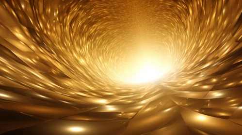 Golden Metallic Tunnel with Radiant Light