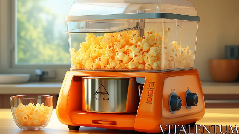 Modern Orange Popcorn Maker - Kitchen Appliance AI Image