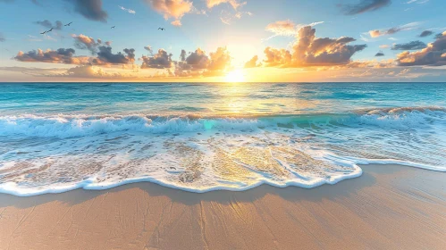 Tranquil Ocean Sunrise: A Serene Scene of Nature's Beauty