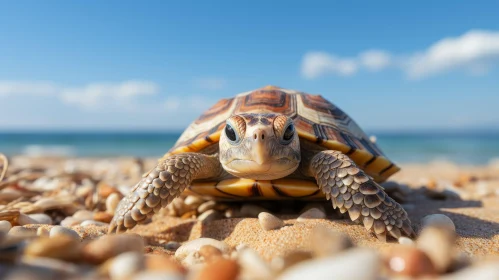 Turtle on Beach - Wildlife Close-up