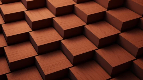 Brown Wooden Cube Pattern - 3D Texture Design