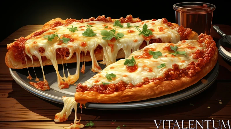 AI ART Delicious Pizza with Melted Cheese and Ground Beef