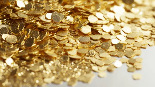 Gold Glitter Close-Up on White Surface