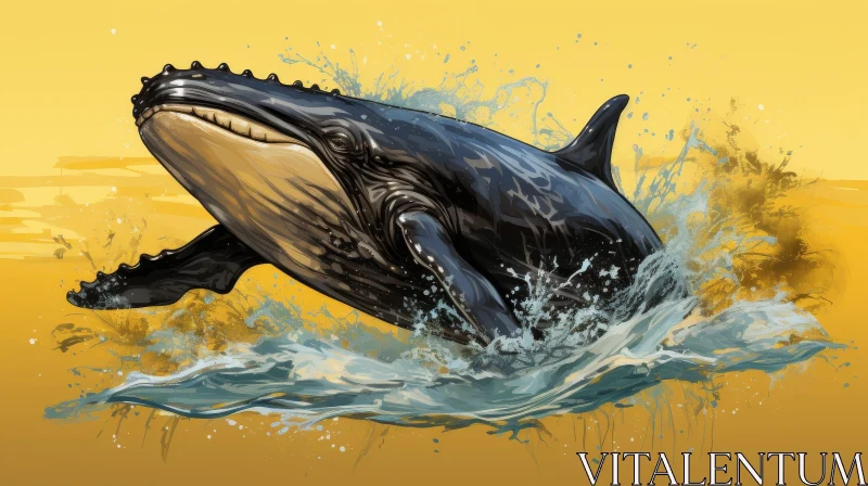 AI ART Humpback Whale Jumping Out of Water - Stunning Digital Painting