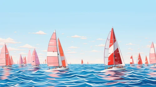 Intense Sailing Regatta Painting | Colorful Sailboats Racing