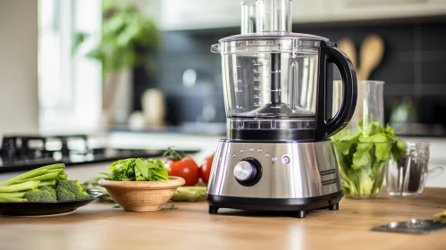 Kitchen Food Processor and Vegetables