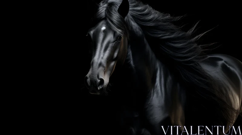 Majestic Black Horse Portrait AI Image