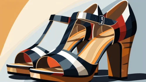 Stylish Women's High-Heeled Sandals Illustration