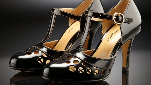 Black Leather Women's Shoes - Studio Photoshoot