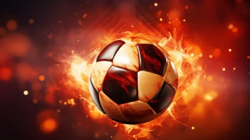 Burning Soccer Ball - Fiery Image of Black and White Ball Surrounded by Flames