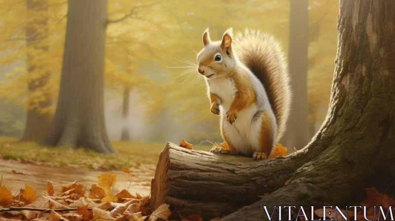 Curious Squirrel in Forest: A Natural Scene AI Image