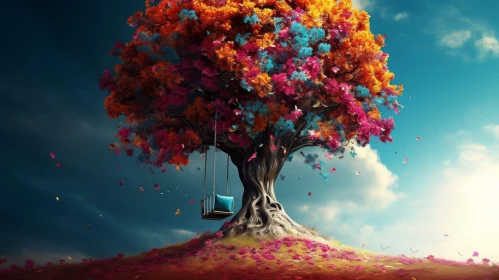 Enchanting Surreal Tree with Swing