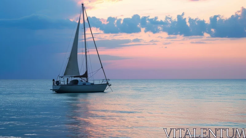 Sailboat Sea Sunset Landscape AI Image