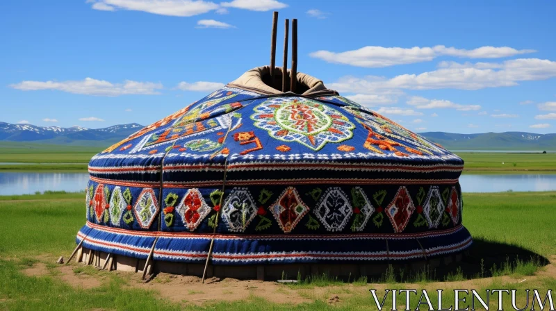 AI ART Traditional Mongolian Yurt - Nomadic Dwelling in Central Asia